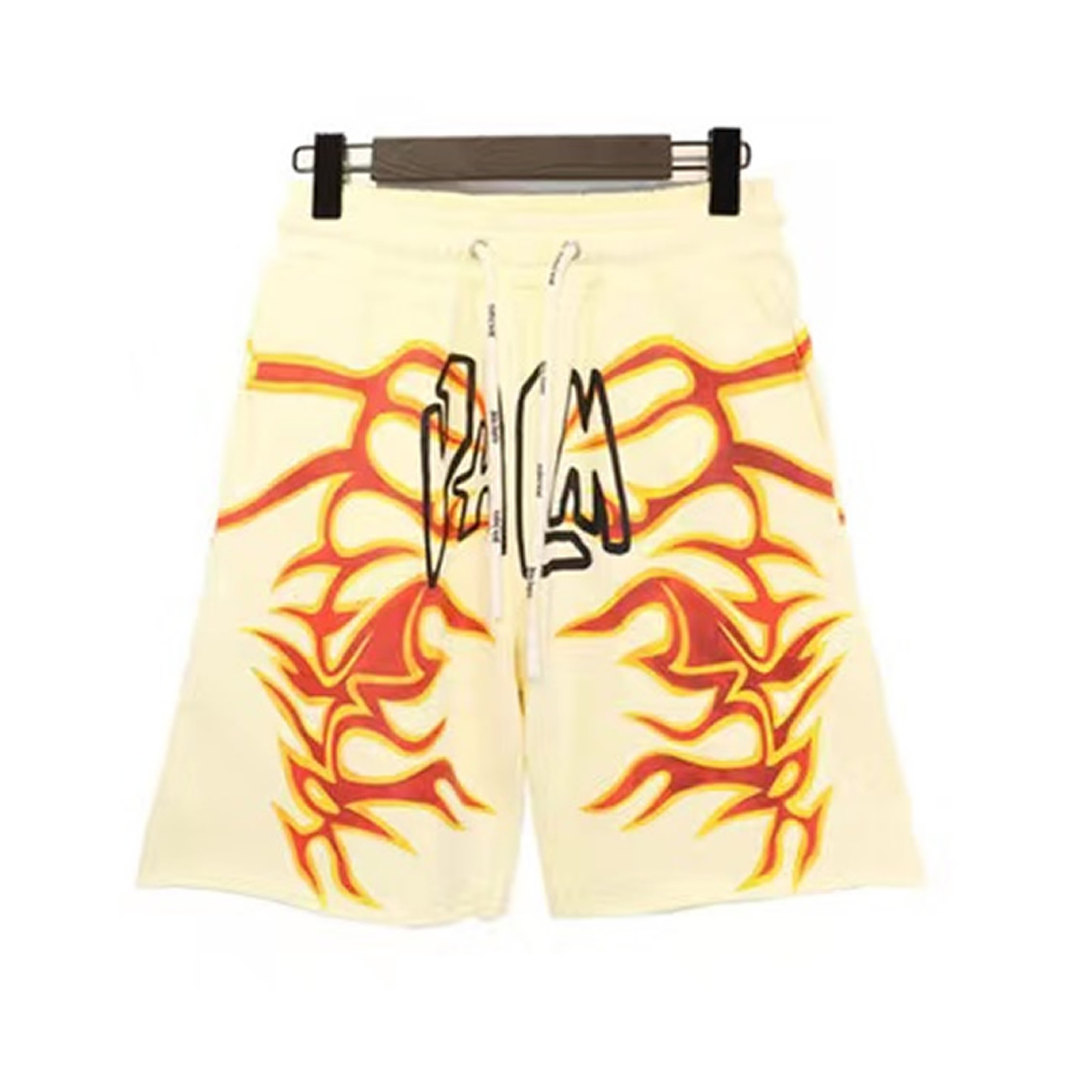 Palm Angels Graffiti Flame T Shirt Shorts Black White (26) - newkick.cc